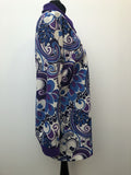 womens  vintage  Urban Village Vintage  top  purple  multi  floral print  dagger collar  Blue  blouse  70s  1970s  16
