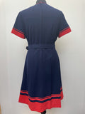 womens top  womens  waist belt  vintage  summer dress  summer  Stripes  short sleeved  short sleeve  retro  red  Navy  MOD  midi dress  midi  high neck  dress  decorative buttons  blue  Berketex  belted dress  back zip  70s  60s  1970s  1960s  14