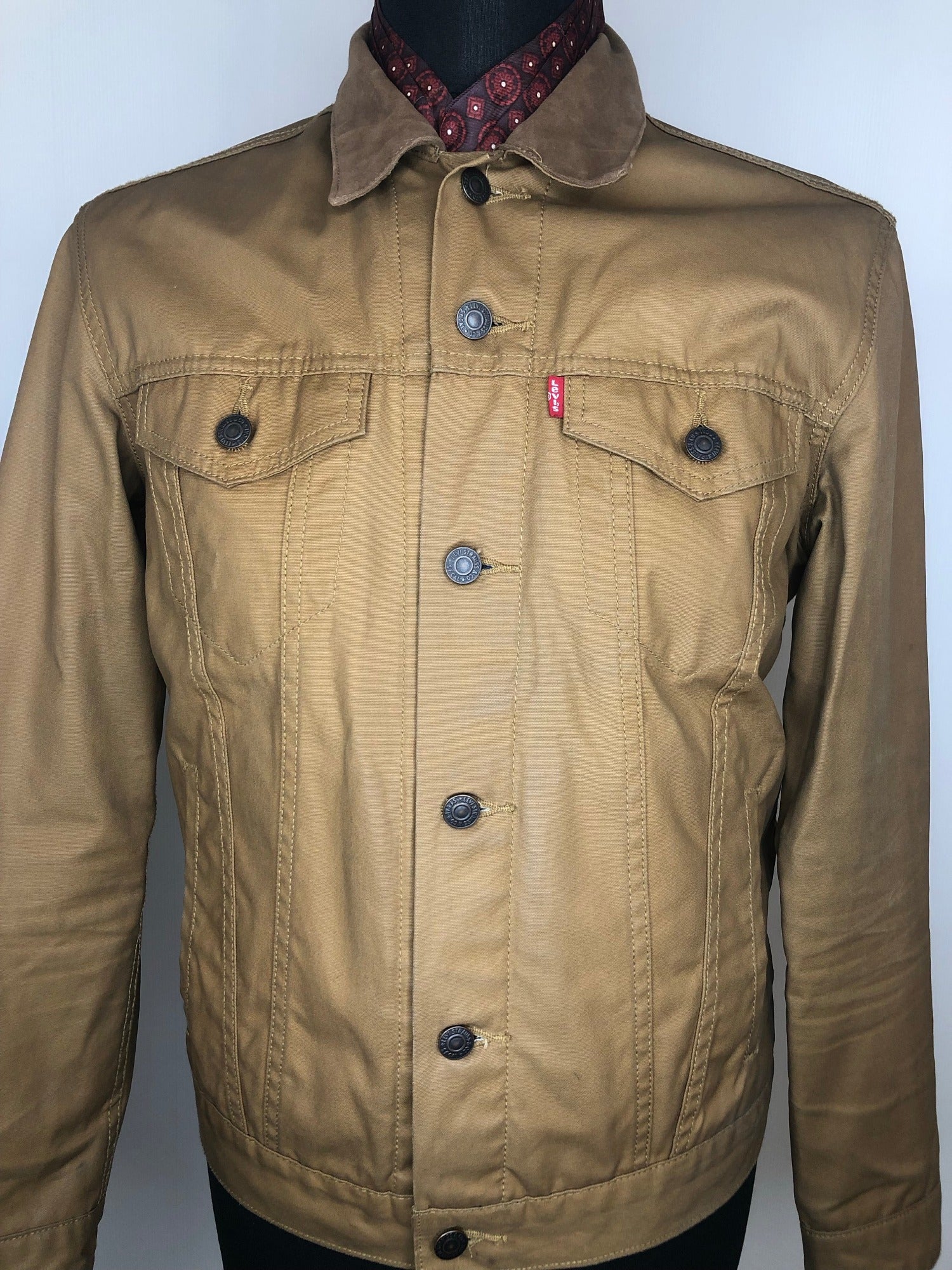 red tab  mod  mens  M  Levis  levi strauss  jean  Jacket  Denim jacket  denim  check lining  brown