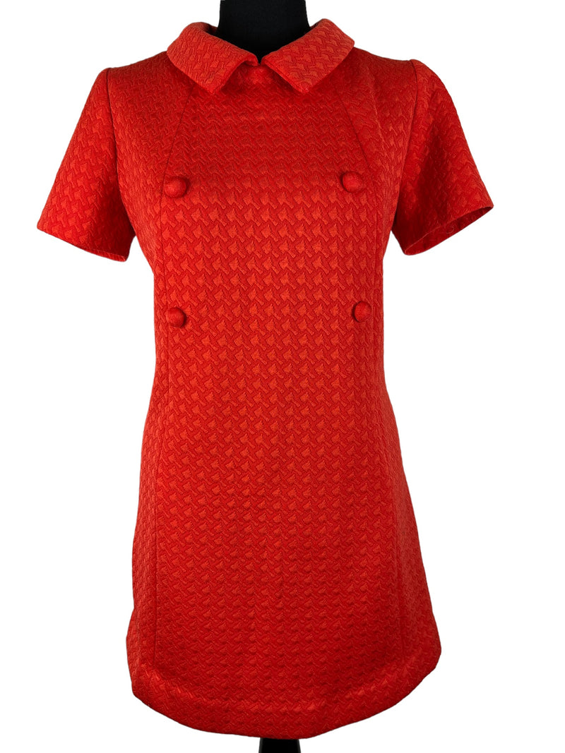 zip  womens  white  vintage  Urban Village Vintage  urban village  short sleeved  short sleeve  scooter dress  scooter  retro  patterned dress  patterned  party season  party dress  party  modette  MOD  dress  decorative buttons  decorative button  collared dress  collared  christmas  back zip  60s  1960s  14