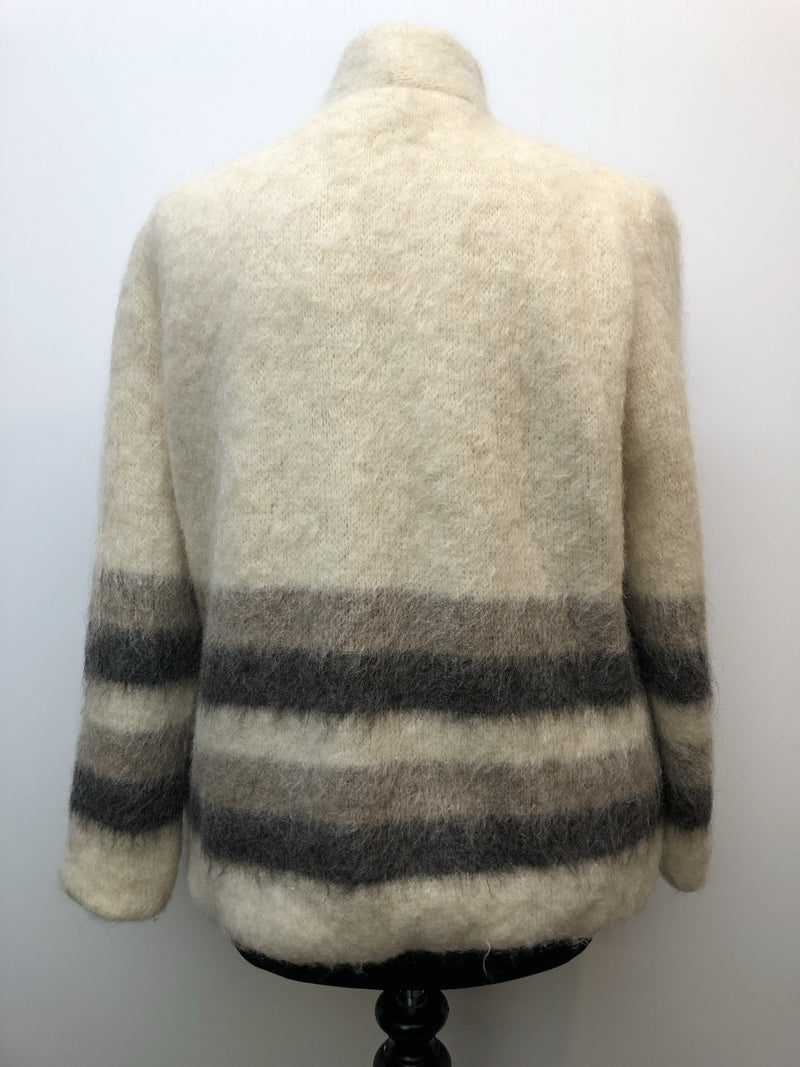 Wool  womens  vintage  Urban Village Vintage  Stripes  long sleeve  knitwear  knitted  knit  cream  cardigan  70s  1970s  12