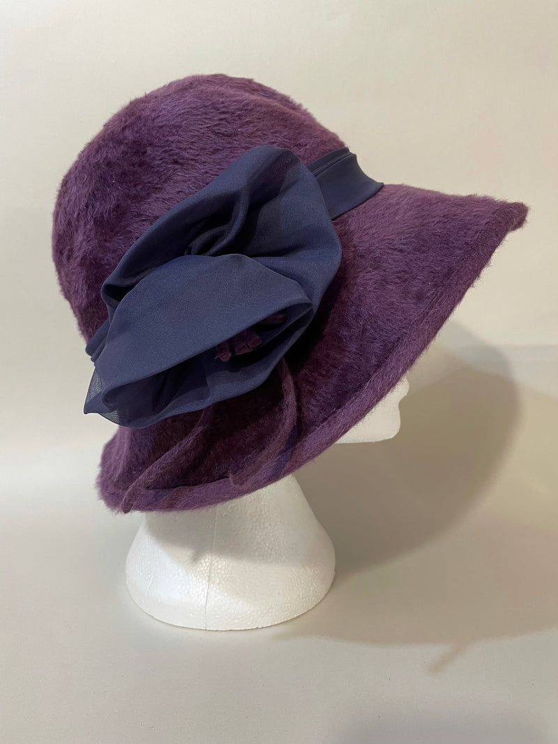 1970s Does 1920s Purple Cloche Hat - Size Small