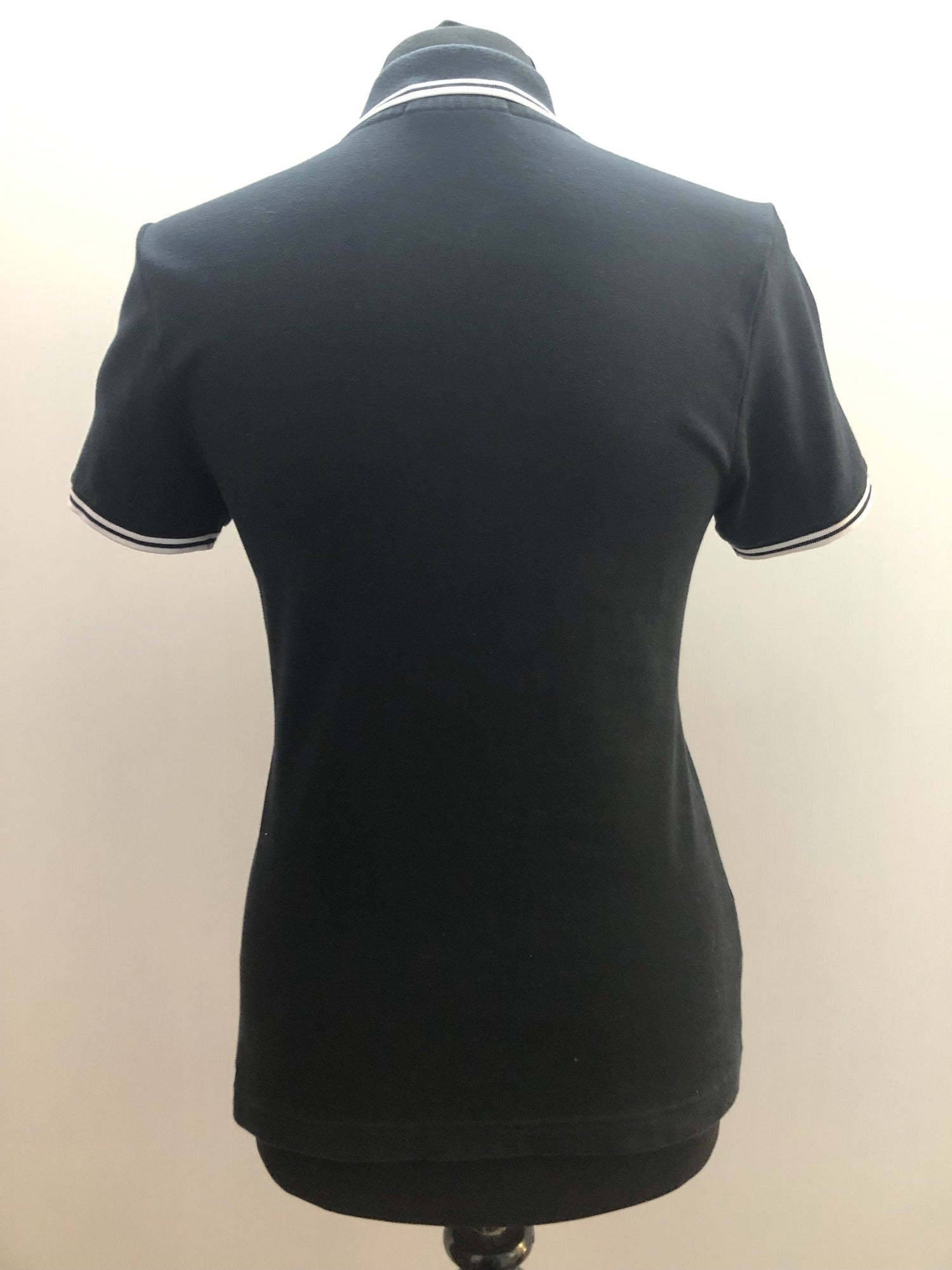 womens  Urban Village Vintage  T-Shirt  striped  polo top  polo  MOD  Fred Perry  embroidered logo  black  8