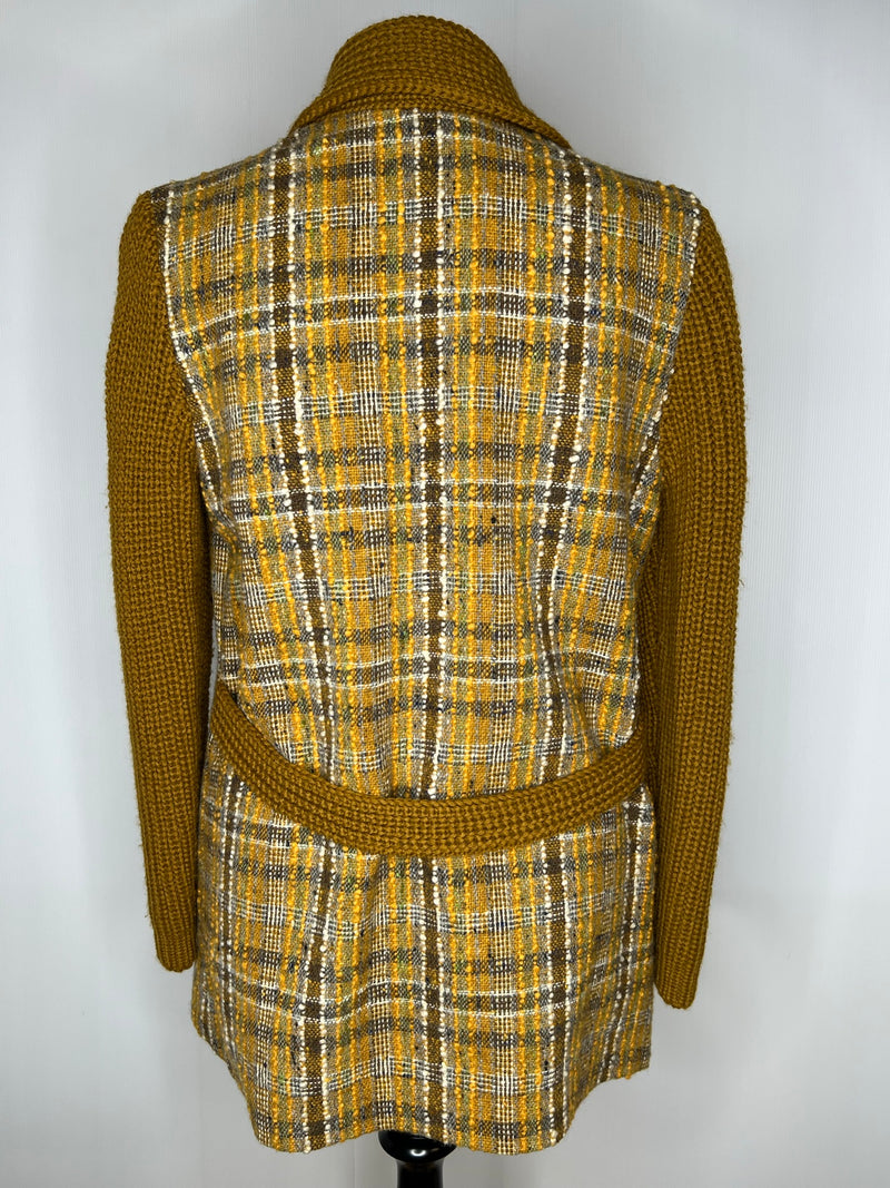 womens  vintage  Urban Village Vintage  urban village  sweater  retro  long sleeve  knitwear  knitted  knit  collar  checked  check  cardigan  cardi  brown  70s  1970s  10