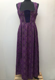 womens  vintage  Urban Village Vintage  summer  purple  medieval  maxi dress  maxi  floral dress  dress  basque design  70s  1970s  10