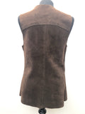 womens jacket  womens coat  womens  waistcoat  vintage  vest  Urban Village Vintage  summer  Suede Jacket  Suede  scalloped  press stud fastening  Jacket  decorative buttons  dark brown  brown  70  60s  1970s  1960s  12