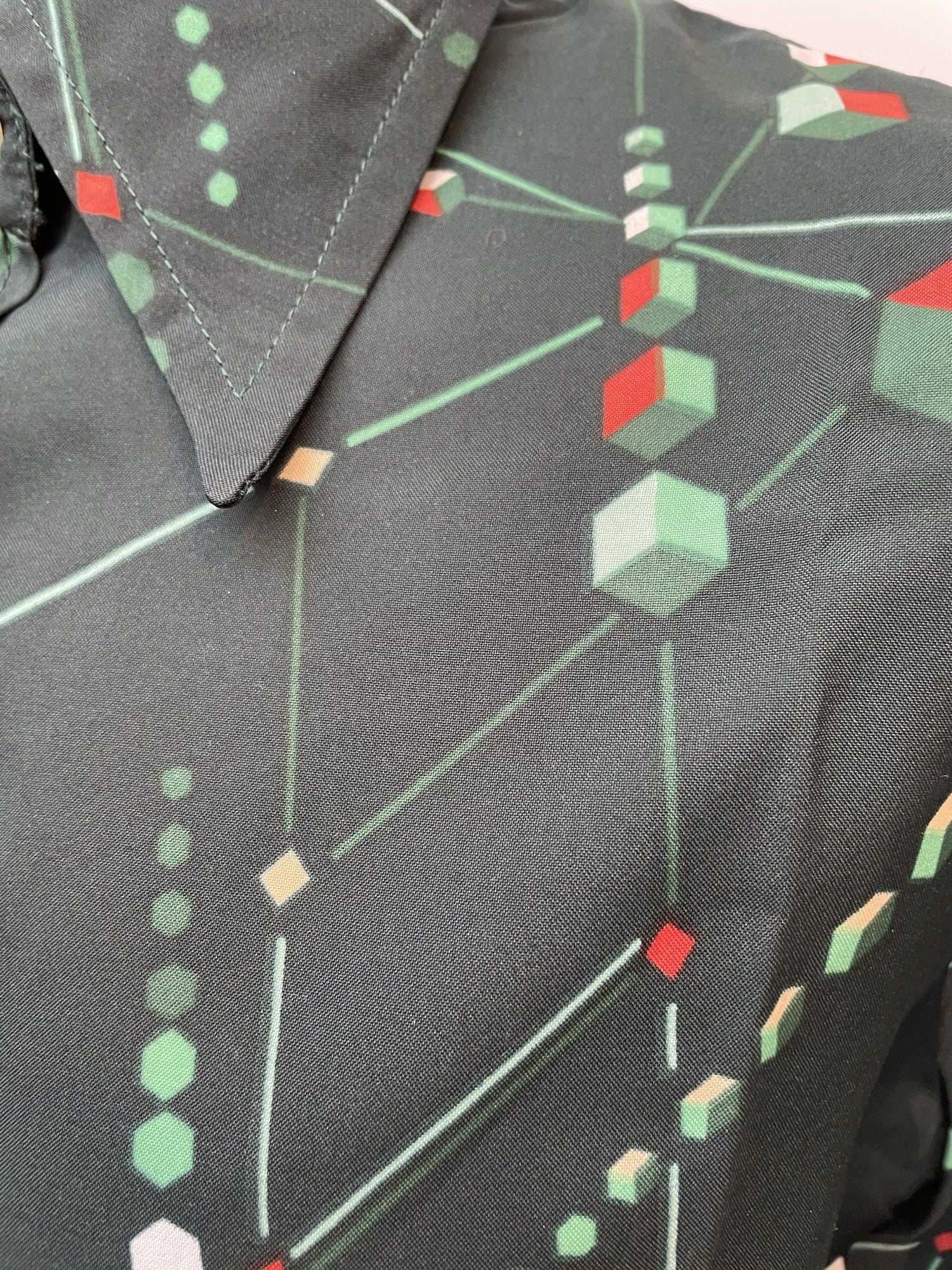 womens shirt  womens  vintage  Urban Village Vintage  urban village  spurs  shirt dress  Shirt  retro  long sleeve  Green  geometric  evening blouse  disco  decorative buttons  dagger collar  crop shirt  collared dress  collar  button down  button  blouse  big collar  70s  70  60s  1970s  1960s  12