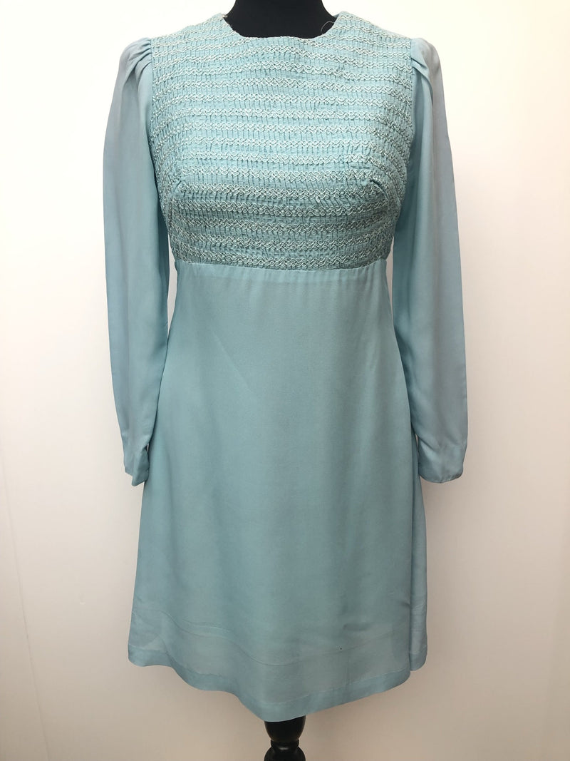 womens  vintage  Urban Village Vintage  stitch detailing  stitch detail  retro  mini dress  mini  long sleeve  Lee Cecil of London  dress  blue  60s  1960s  1960  10