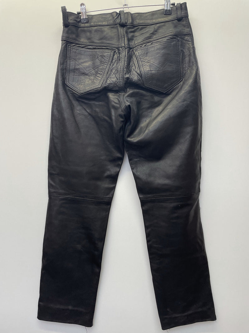 womens  W30  vintage  Urban Village Vintage  urban village  trousers  soft leather  skinny  retro  pockets  leather stitch  Leather  L30  jeans  jean  Black Leather  black  Biker  30