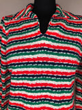 womens  white  vintage  Urban Village Vintage  tie waist  stripes  red  multi  Lightweight Knit  light knit  knitwear  knitted  knit  collar  70s  70  1970s  16