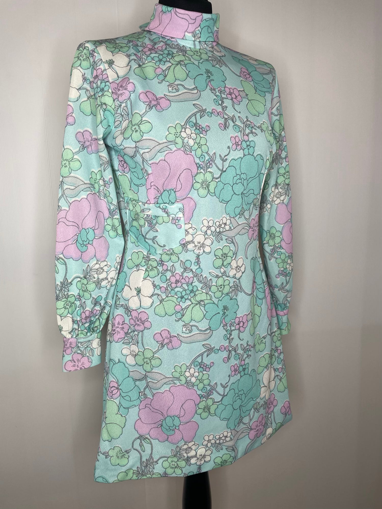 true vintage  zip back  womens  vintage  Urban Village Vintage  short dress  scooter dress  scooter  roll neck  pocket detail  pocket  pink  modette  MOD  mini dress  micro mini  long sleeve  Light Blue  Green  dress  Blue  60s  1960s  10