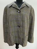 womens  vintage  Urban Village Vintage  urban village  square pattern  pockets  pocket  patterned  pattern  MOD  large check  front pockets  Cotton  collared  collar  checkered  checked  check pattern  check  cape jacket  Cape Coat  cape  button up  button front  button  brown  60s  1960s  14/16  14