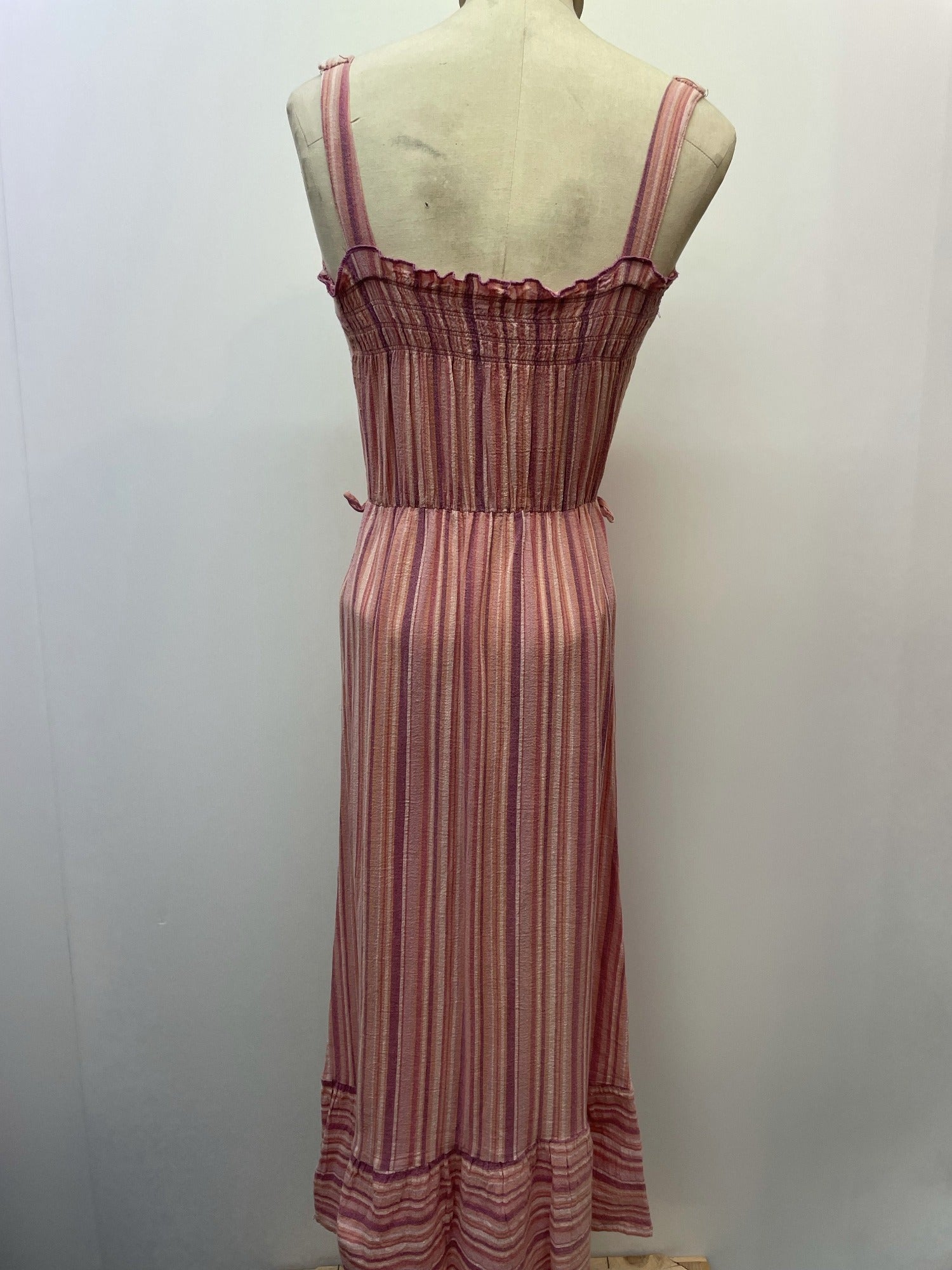 womens  waist belt  vintage  Urban Village Vintage  urban village  summer dress  summer  stripey  Stripes  striped dress  striped  stripe  straps  sleeveless  shoulder straps  ribbed design  Ribbed  retro  pockets  pocket detail  pink  midi dress  midi  front pockets  elasticated  dress  belted dress  70s  6  1970s