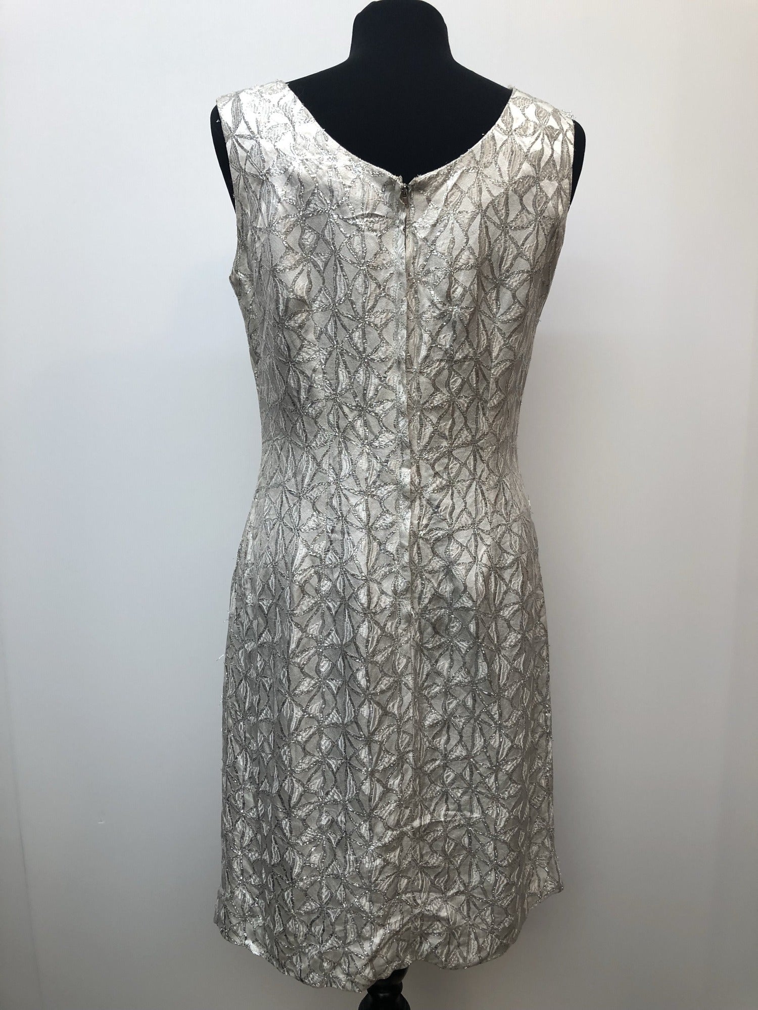 zip  womens  vintage  Urban Village Vintage  urban village  silver dress  silver  floral dress  dress  back zip  all in one  70s  1970s  10