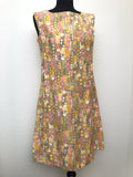 womens  vintage  Urban Village Vintage  sleeveless  pink  multi  MOD  floral print  dress  Circle print  Bernard Freres  60s  1960s  10