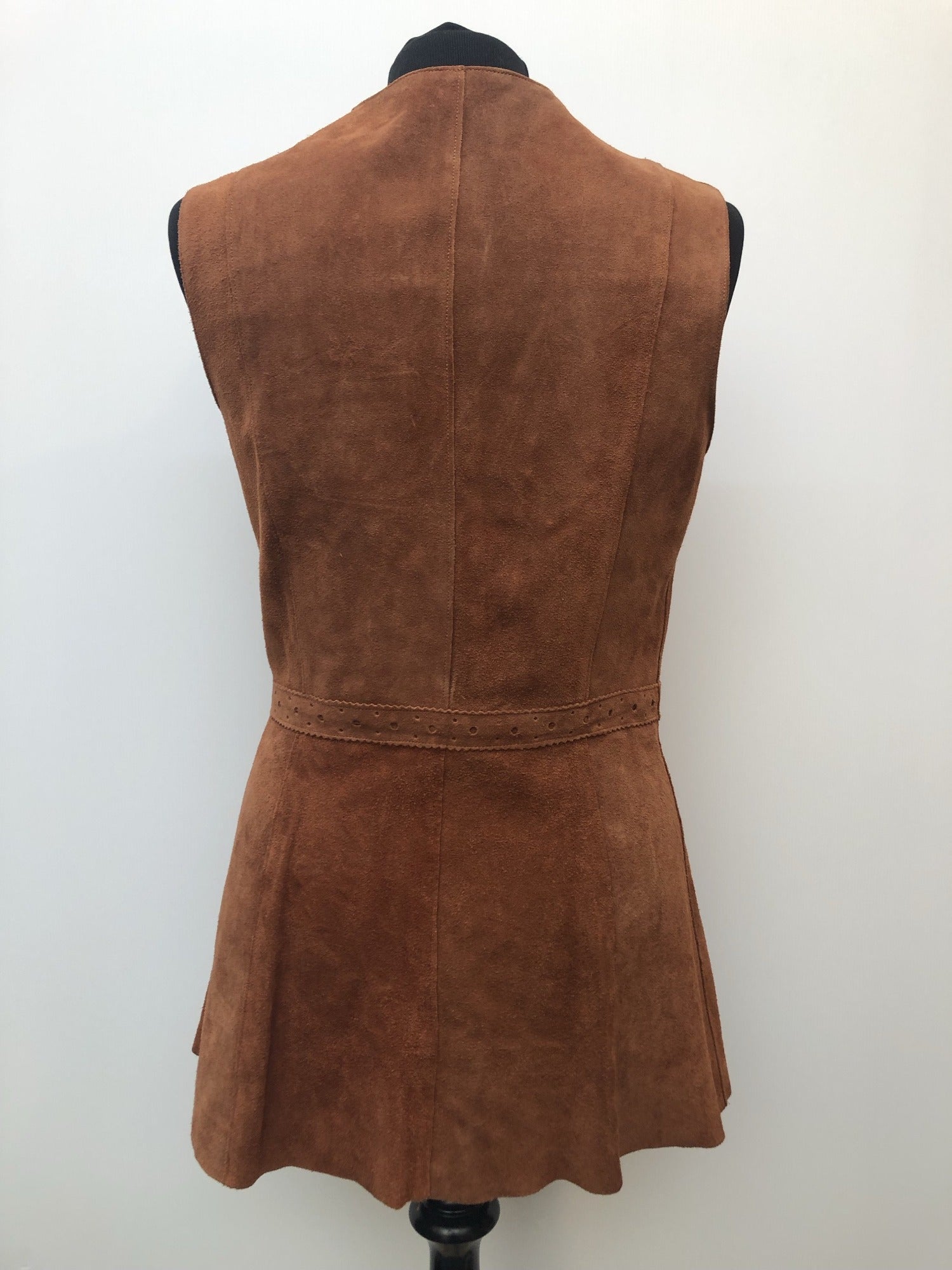womens  waistcoat  waist belt  vintage  Urban Village Vintage  Suede Jacket  Suede  neospun jersey  midi dress  midi  long waistcoat  brown  70s  1970s  10