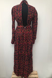 zip  womens  vintage  Urban Village Vintage  urban village  multi  maxi dress  high neck  floral print  dress  black  back zip  70s  70  1970s  10
