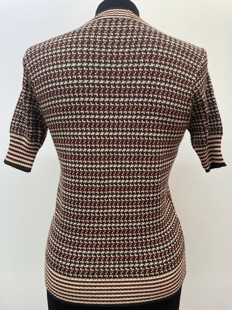 womens  white stag  vintage  vest  v neck  Urban Village Vintage  urban village  patterned  pattern  knitwear  knitted  knit  elasticated  brown  autumnal  70s  1970s  10