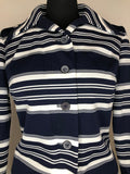 womens  white  vintage  top  striped  retro  long sleeved  Blue  blouse  70s  1970s  12