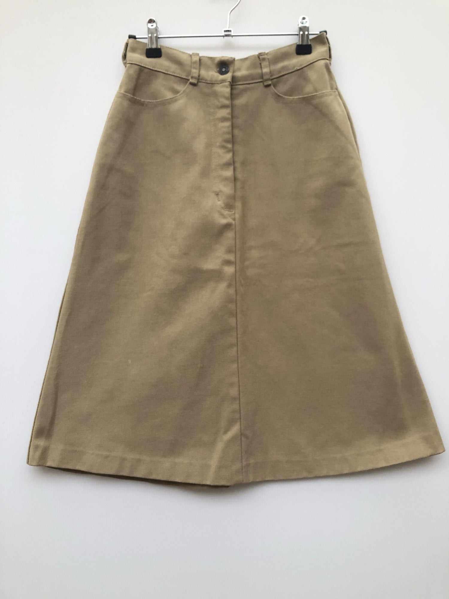 womens  vintage  Urban Village Vintage  urban village  swing skirt  Skirts  skirt  midi skirt  Green  denim style  cotton twill  Anglia Girl  a line  8  70s  1970s