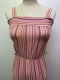 womens  waist belt  vintage  Urban Village Vintage  urban village  summer dress  summer  stripey  Stripes  striped dress  striped  stripe  straps  sleeveless  shoulder straps  ribbed design  Ribbed  retro  pockets  pocket detail  pink  midi dress  midi  front pockets  elasticated  dress  belted dress  70s  6  1970s
