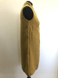 zip front dress  yellow  womens  vintage  Urban Village Vintage  square print  sleevless  retro  mustard  MOD  dress  circle zip  back zip  60s  1960s