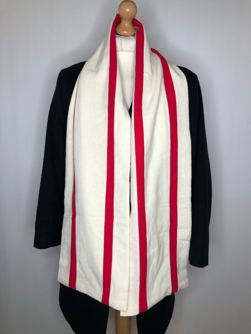 wool  winter  white  vintage  Urban Village Vintage  urban village  Stripes  striped  stripe  scarf  red  pure wool  pure new wool  One Size  MOD  mens  made in uk  knitwear  knitted  knit  cream  college scarf  60s  1960s  100% Wool