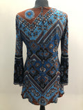 zip back  womens  vintage  Urban Village Vintage  summer dress  summer  Stripes  Sid Greene  short dress  multi  MOD  long sleeved  hippie  dress  brown  boho  blue  60s  1960s  10