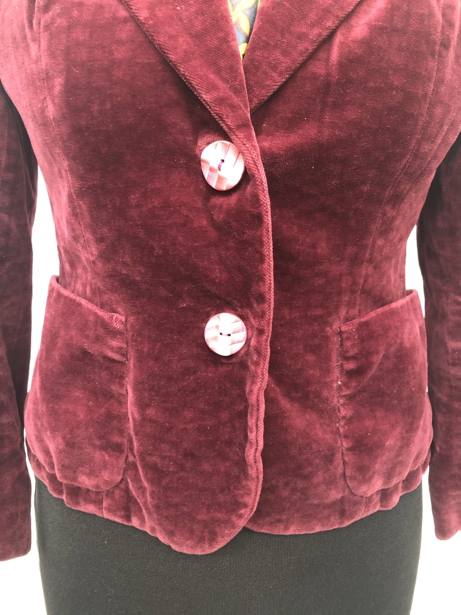 womens  vintage  velvet  Urban Village Vintage  short  retro  red  pink  Jacket  dogtooth  blazer jacket  Blazer  70s  1970s