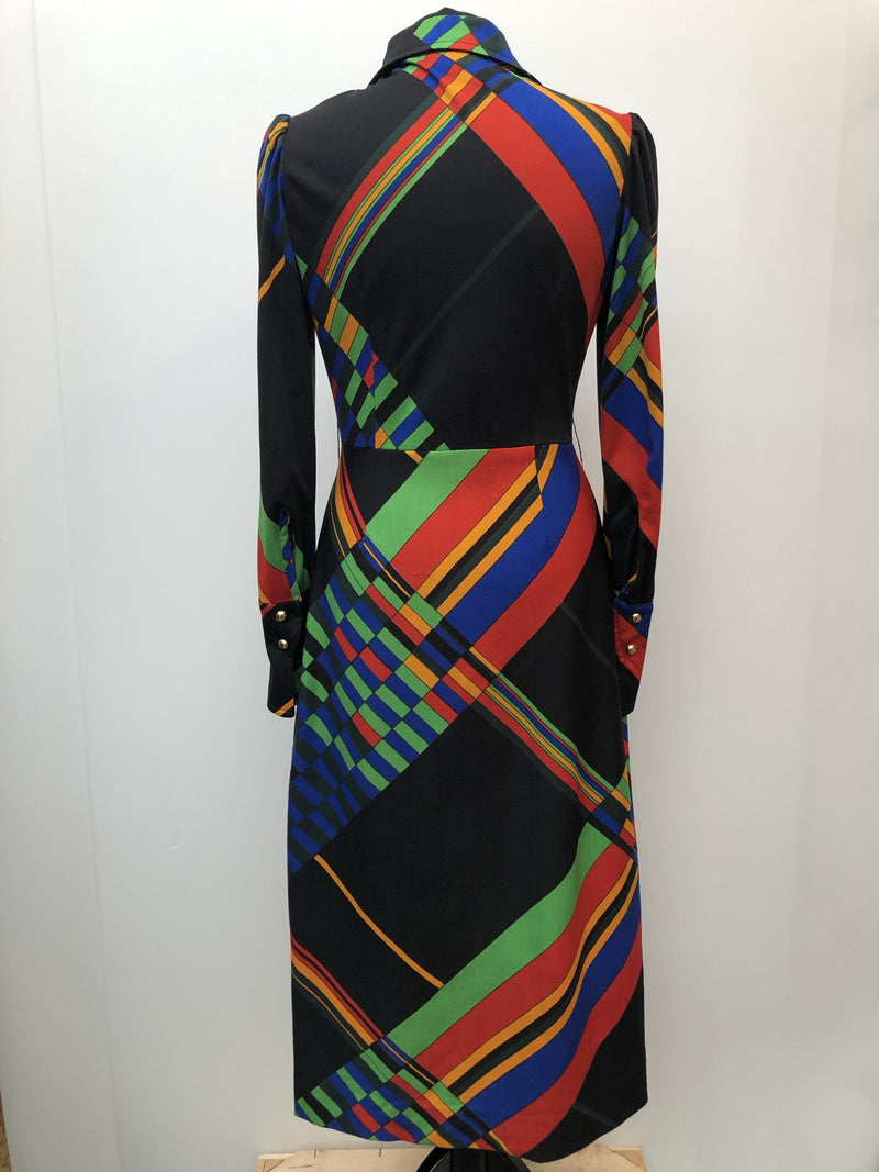 zip back  zip  womens  vintage  Urban Village Vintage  urban village  straps  sheer  retro  multi  maxi dress  maxi  long sleeves  long sleeve  hippie  high neck  dress  black  70s  1970s  12