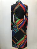 zip back  zip  womens  vintage  Urban Village Vintage  urban village  straps  sheer  retro  multi  maxi dress  maxi  long sleeves  long sleeve  hippie  high neck  dress  black  70s  1970s  12