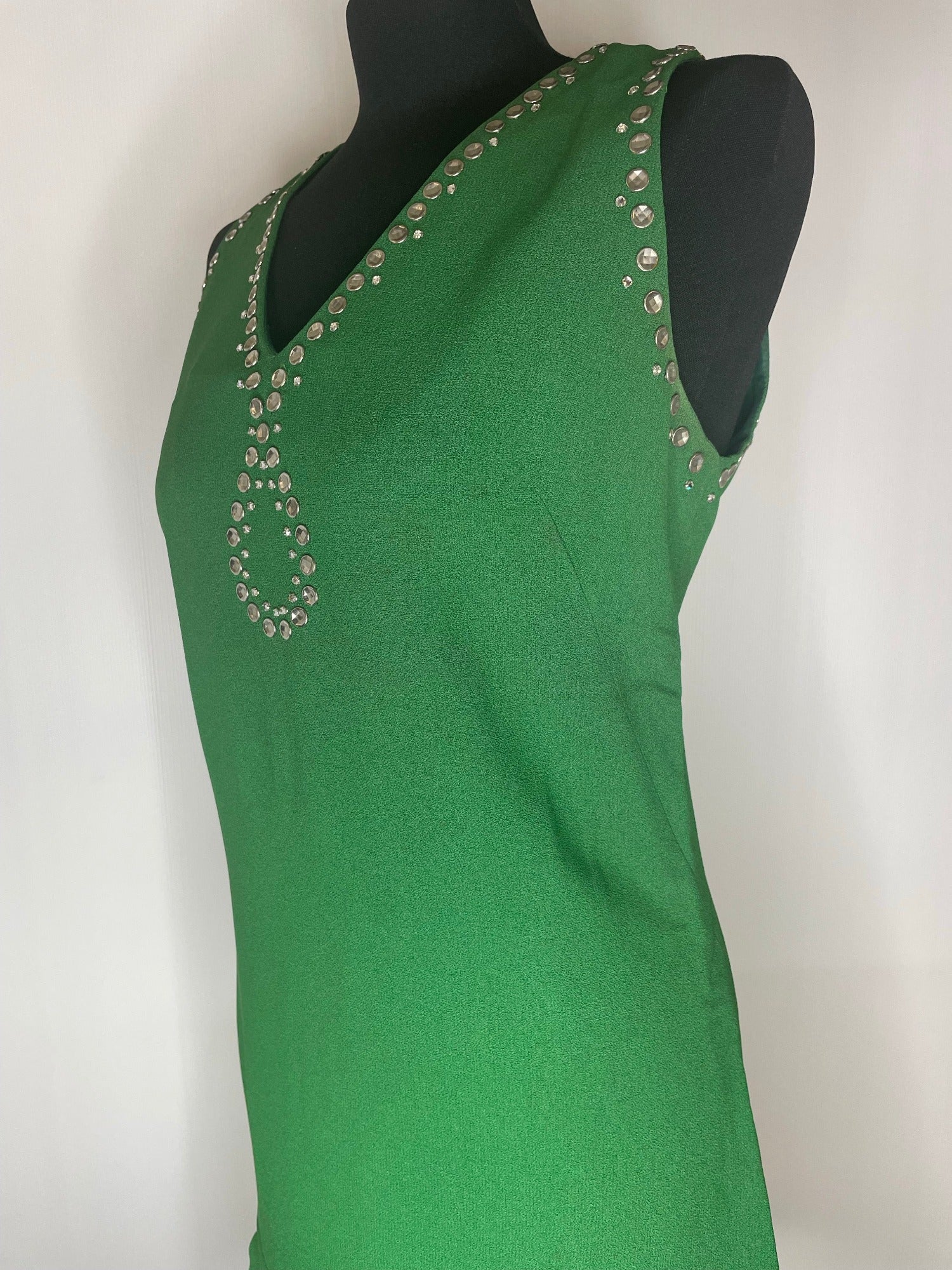 womens  vintage  Urban Village Vintage  short dress  scooter dress  scooter  pinafore dress  pinafore  party  modette  MOD  mini dress  micro mini  jewelled  jewel  green  drop waist dress  dress  dolly dress  dolly  60s  1960s  10