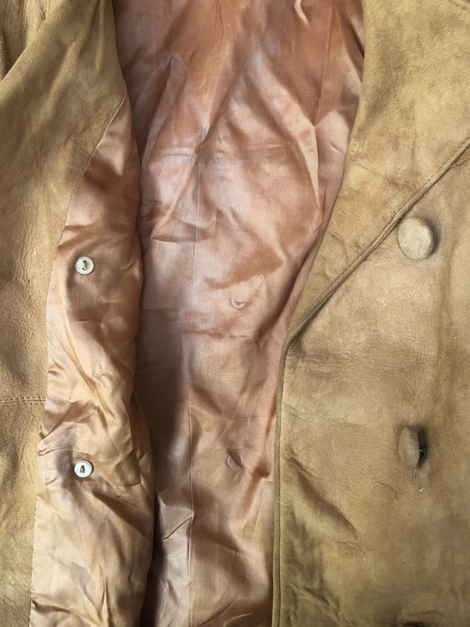 womens  vintage  Urban Village Vintage  urban village  Suede Jacket  Suede  pockets  long sleeve  Jacket  double breatsed  coat  brown  12