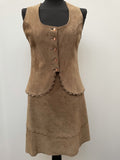 zip  womens  waistcoat  vintage  Urban Village Vintage  urban village  two piece  suit  Suede Jacket  Suede  Skirts  side zip  scalloped  Mini Skirt  john pointon  button  beige  8  70s  1970s