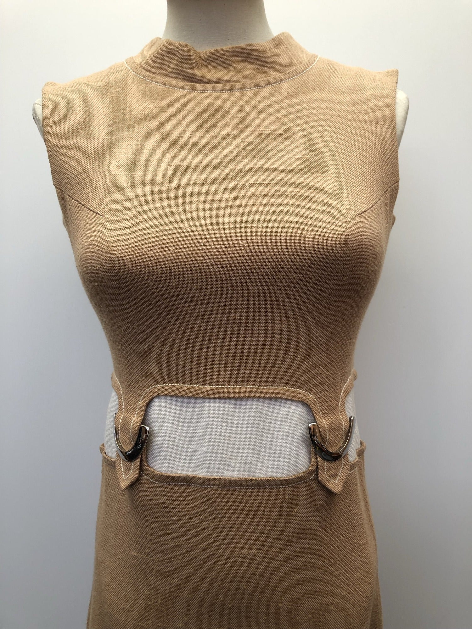 zip  womens  vintage  Urban Village Vintage  urban village  lined  dress  buckle detail  brown  Berketex  back zip  8  60s  1960s