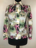 1970s Bazar Parisien Print Blouse by Playmaid - Size UK 12