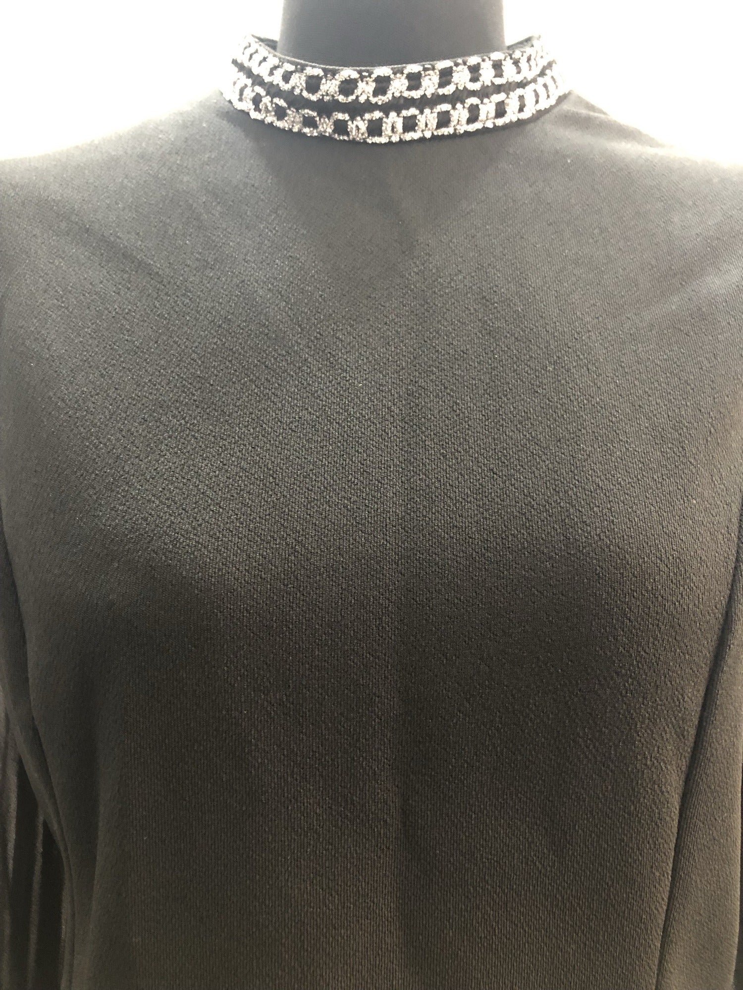 womens  vintage  Urban Village Vintage  tunic top  silver stitch  retro  mini dress  mini  micro mini  metallic stitch  high neck  dress  brown  black  70s  1970s  14