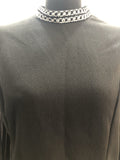 womens  vintage  Urban Village Vintage  tunic top  silver stitch  retro  mini dress  mini  micro mini  metallic stitch  high neck  dress  brown  black  70s  1970s  14