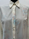 womens  vintage  Urban Village Vintage  urban village  sheer  semi sheer  print blouse  long sleeve  floral shirt  floral print  floral  dagger collar  collar  button front  button  blouse  big collar  belted dress  70s  1970s