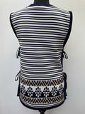 womens  white  vintage  Urban Village Vintage  urban village  tunic top  tunic  tabard  Stripes  string fastening  patterned  pattern  Lightweight Knit  light knit  knitwear  knitted  knit  elasticated  70s  1970s  12  10/12  10