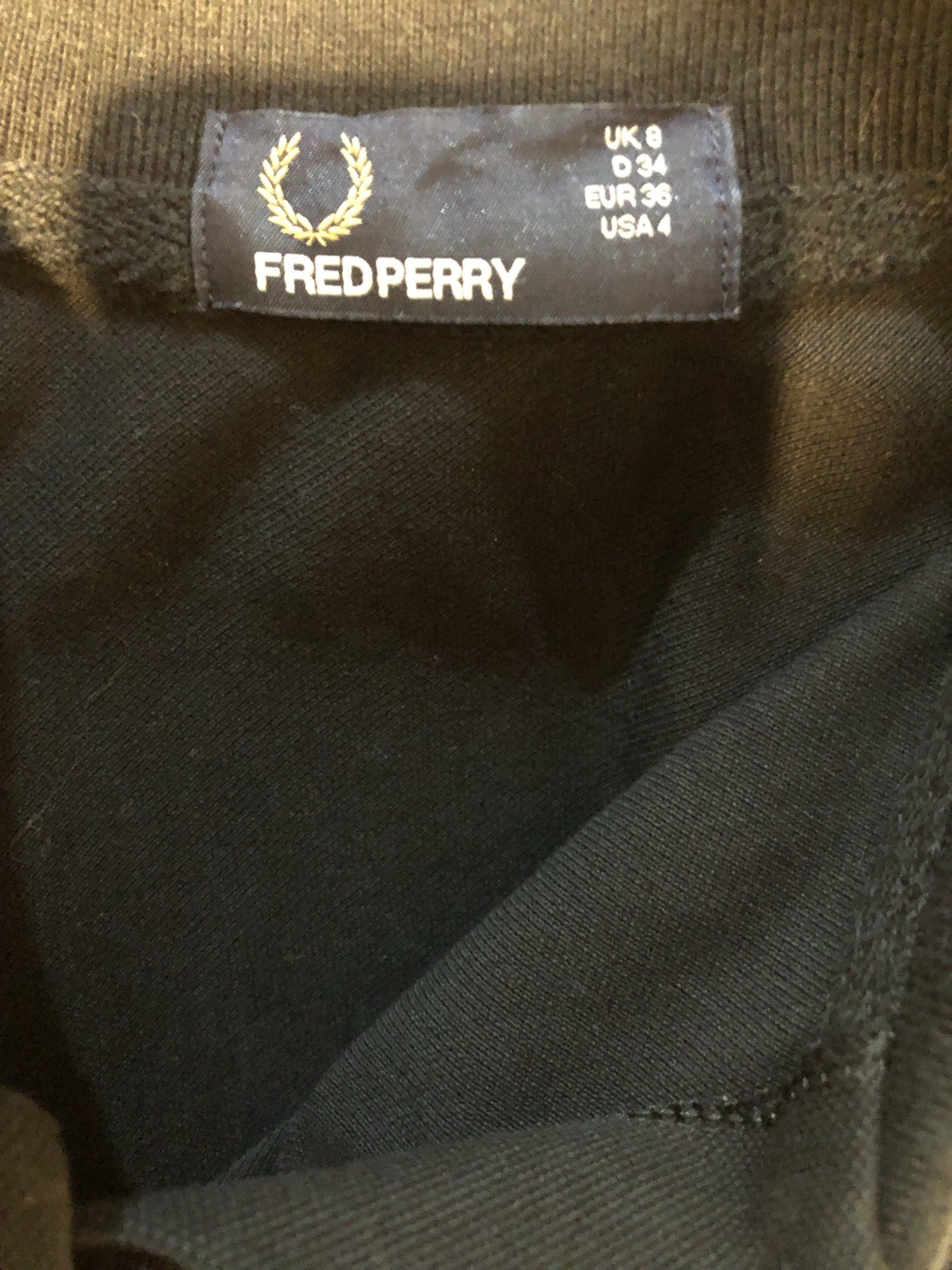 womens  Urban Village Vintage  T-Shirt  striped  polo top  polo  MOD  Fred Perry  embroidered logo  black  8