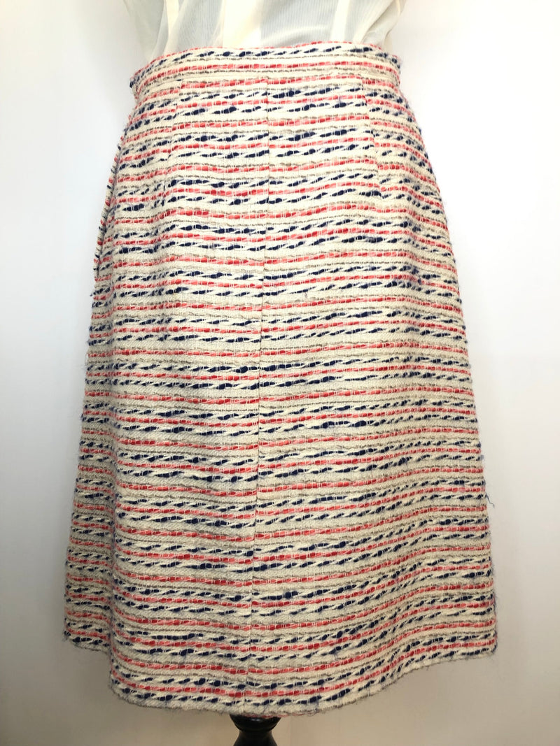 zip  wool stitch  womens  white stripes  white  vintage  Urban Village Vintage  urban village  skirt  side zip  multi  cream  A-Line  70s  1970s  12