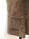 womens jacket  womens coat  womens  waistcoat  vintage  vest  Urban Village Vintage  summer  Suede Jacket  Suede  scalloped  press stud fastening  Jacket  decorative buttons  dark brown  brown  70  60s  1970s  1960s  12