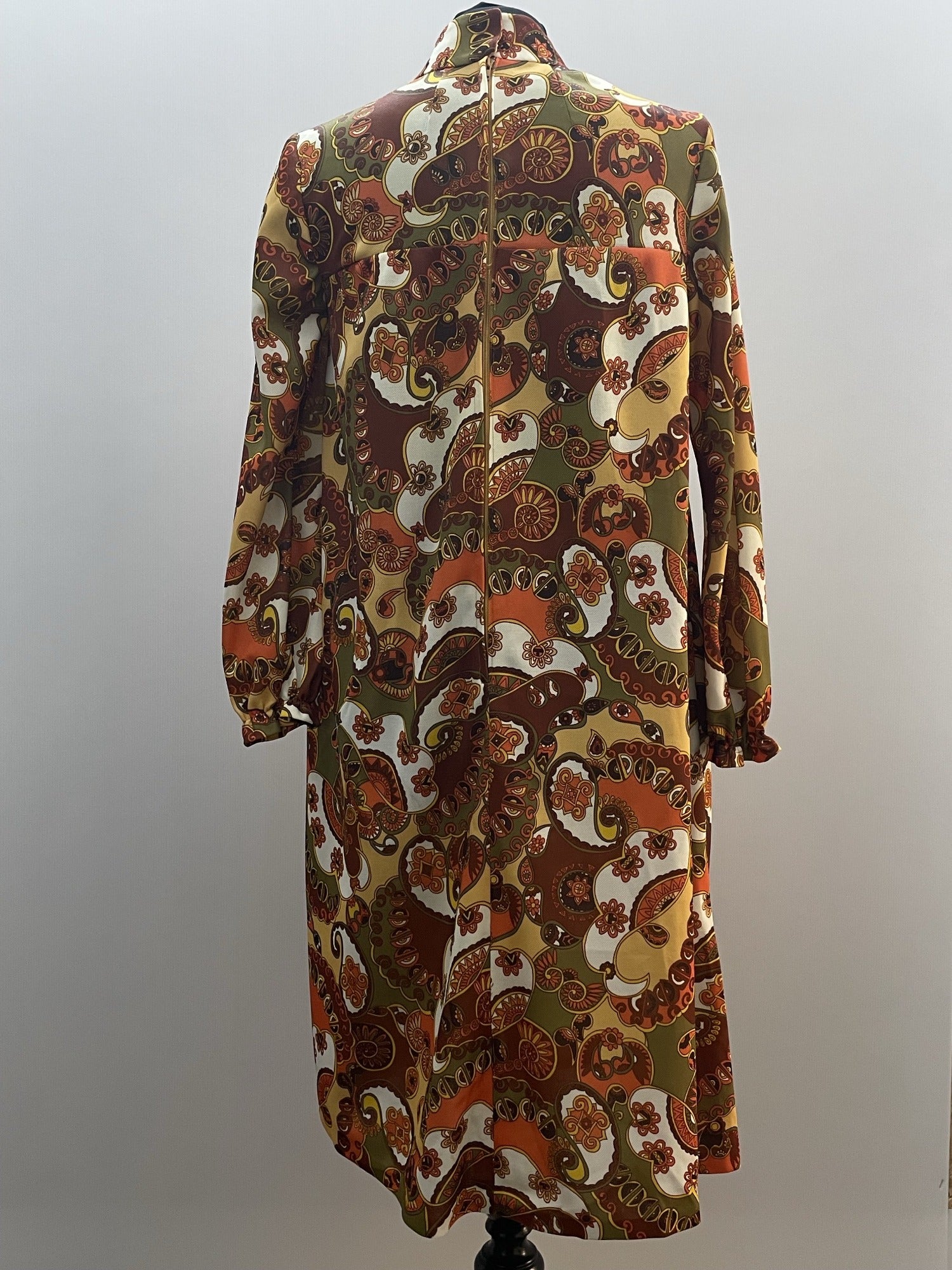 womens  vintage  Urban Village Vintage  urban village  turtle neck  tent dress  scooter dress  scooter  roll neck  retro  psychedelic  psych  orange  modette  MOD  long sleeve  high neck  green  dress  brown  autumn  60s  1960s  12  10-12  10