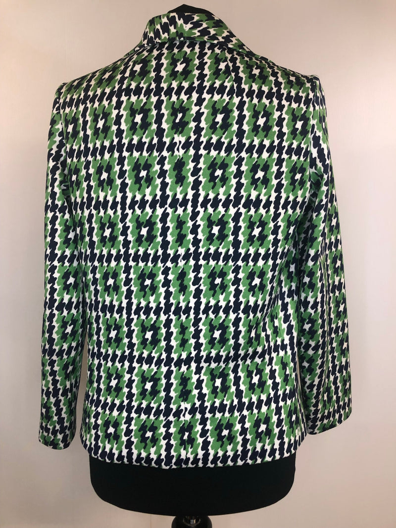 womens  white  vintage  top  print blouse  multi  green  Blue  blouse  beagle collar  70s  1970s  12