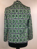 womens  white  vintage  top  print blouse  multi  green  Blue  blouse  beagle collar  70s  1970s  12