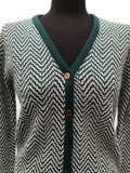 womens  vintage  Urban Village Vintage  Queen Casuals  Lightweight Knit  light knit  knitwear  knitted  knit  green  chevrons  chevron stripes  chevron stripe  chevron  cardigan  70s  70  1970s  12
