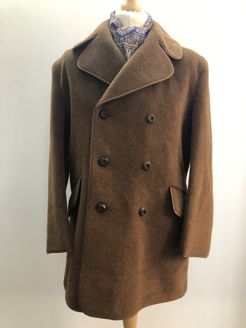 Wool  womens  Winter Coat  vintage  Urban Village Vintage  urban village  mohair  MOD  mink  Mens jacket  M  Jacket  double breasted  coat  button  brown  60s  1960s