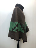 Wool  vintage  Urban Village Vintage  tartan  Strathay Originals  short  S  poncho  cape  button detail  blue  black fringing  60s  1960s