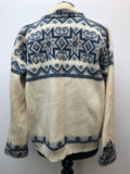 womens  vintage  Urban Village Vintage  patterned  pattern  long sleeve  knitwear  knitted  knit  fairisle  cream  cardigan  blue  70s  1970s  16  14-16  14